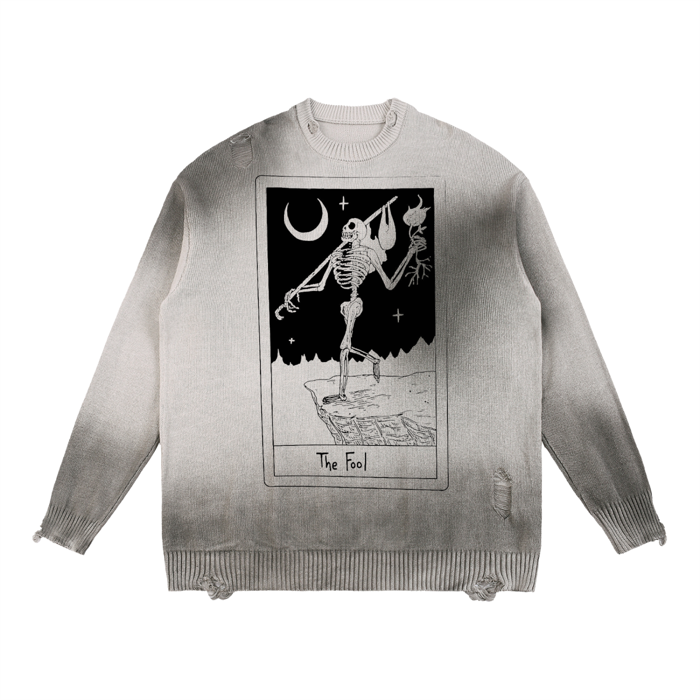 Sun Fade Distressed Ripped Crewneck sweater