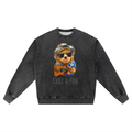 Snow Wash Oversized Crewneck Sweatshirt