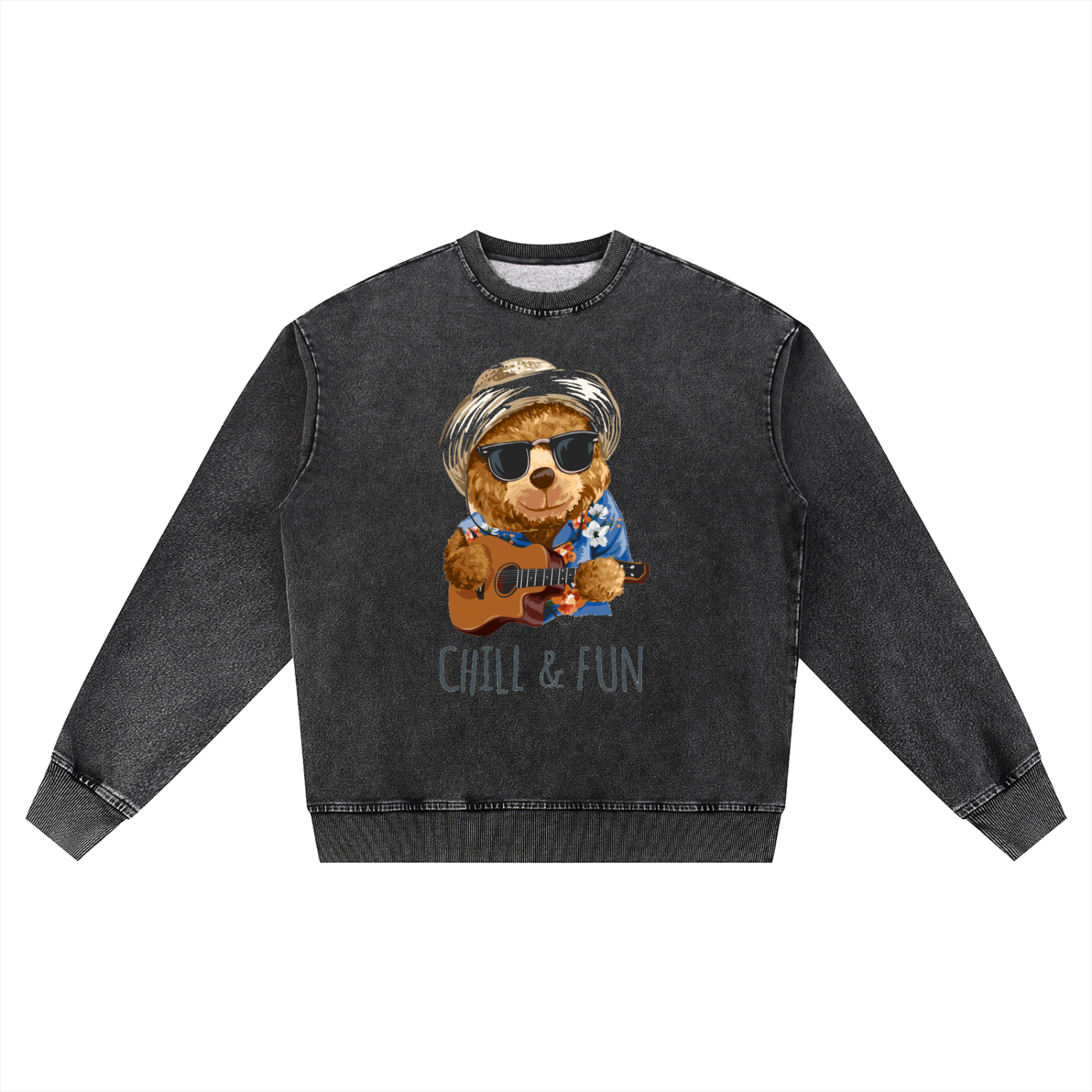 Snow Wash Oversized Crewneck Sweatshirt