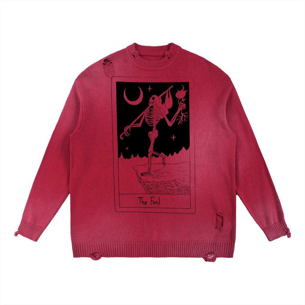 Sun Fade Distressed Ripped Crewneck sweater