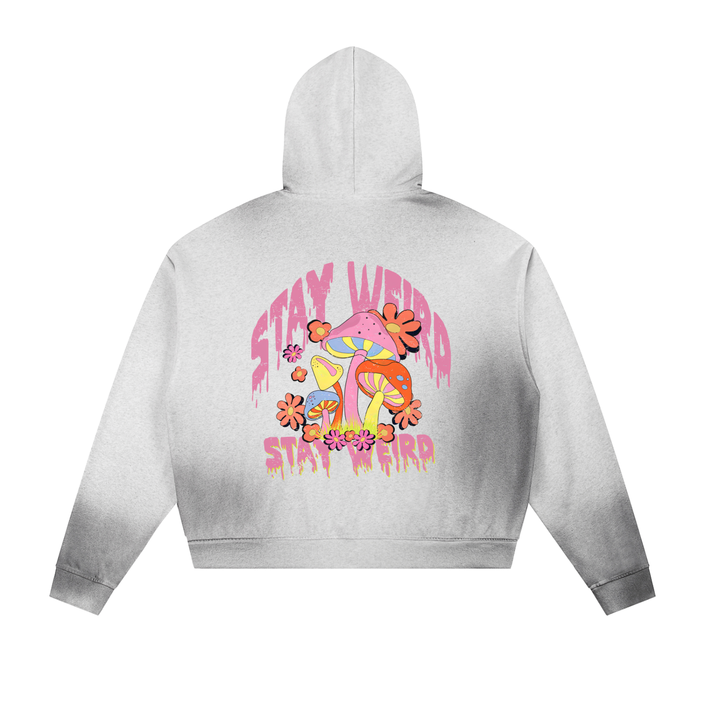 Sun Fade Frayed Raw Edge Fleece Zip Hoodie