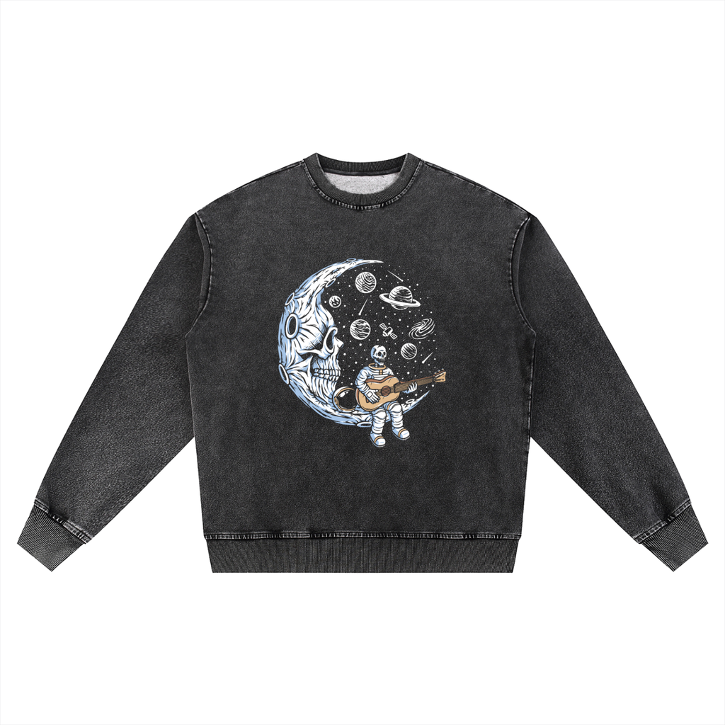 Snow Wash Oversized Crewneck Sweatshirt