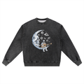 Snow Wash Oversized Crewneck Sweatshirt