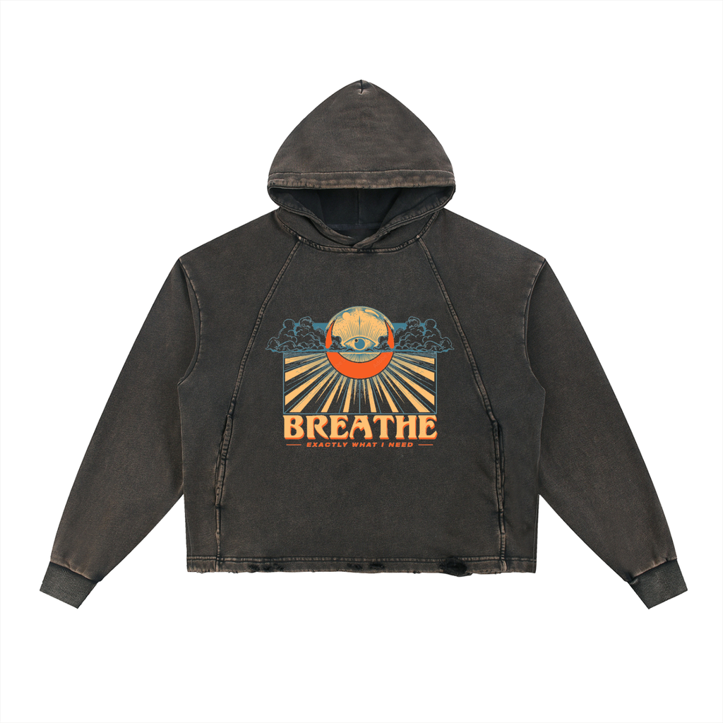 Vintage Washed Frayed-Hem Hoodie