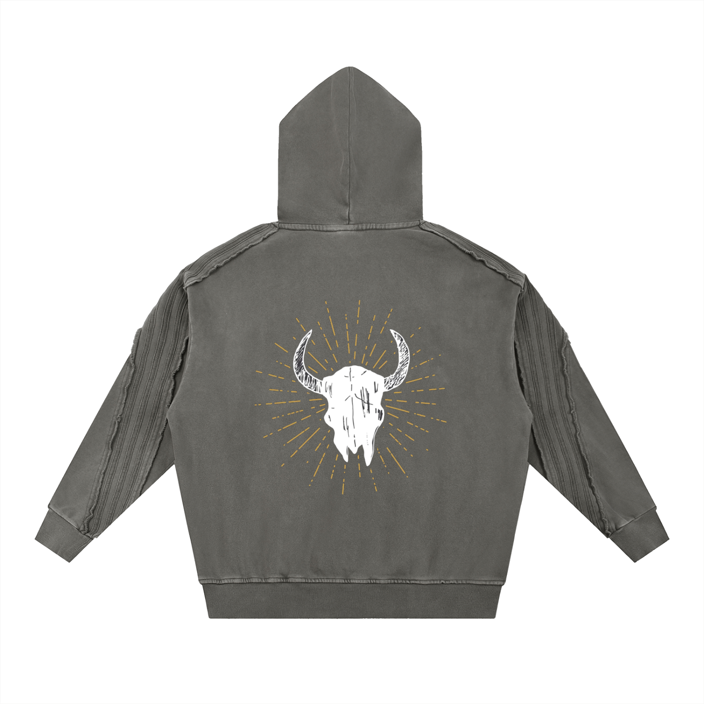 Snow Washed Tape Raw Edge Hoodie