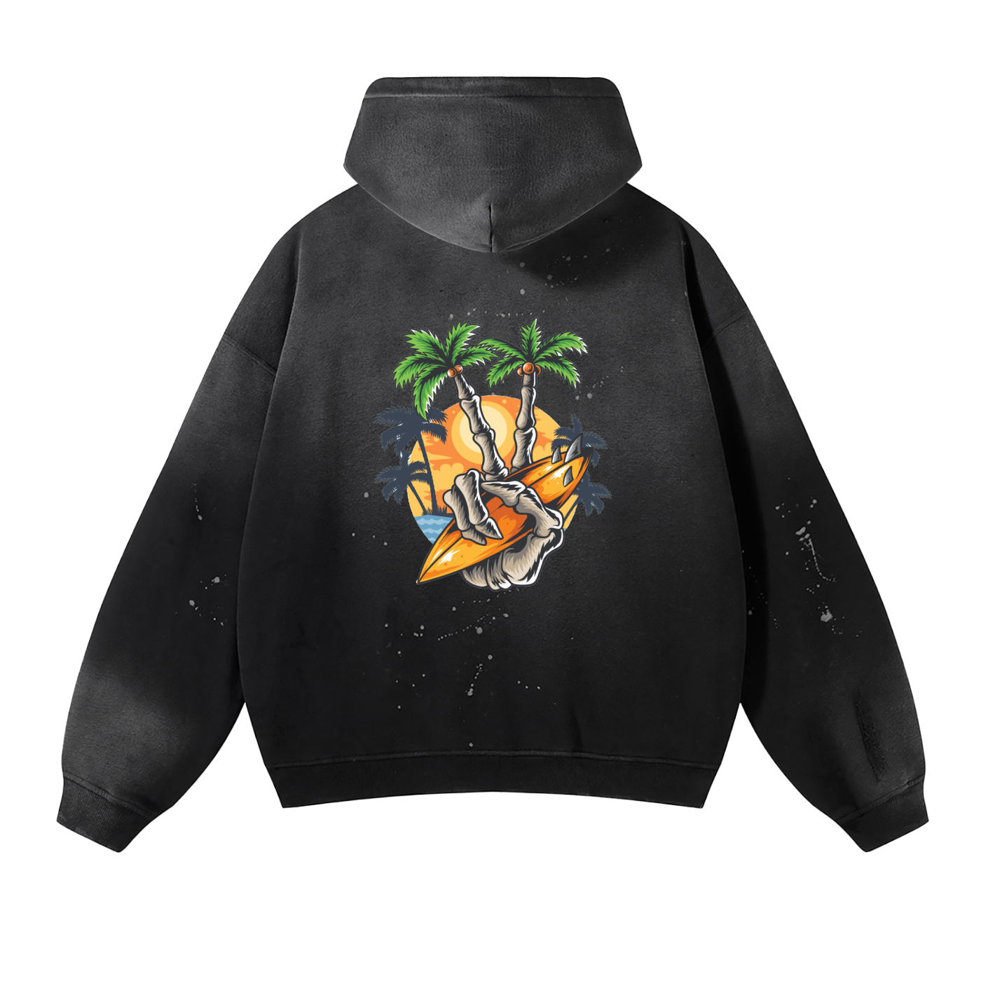 Vintage Washed Frayed Fleece Hoodie