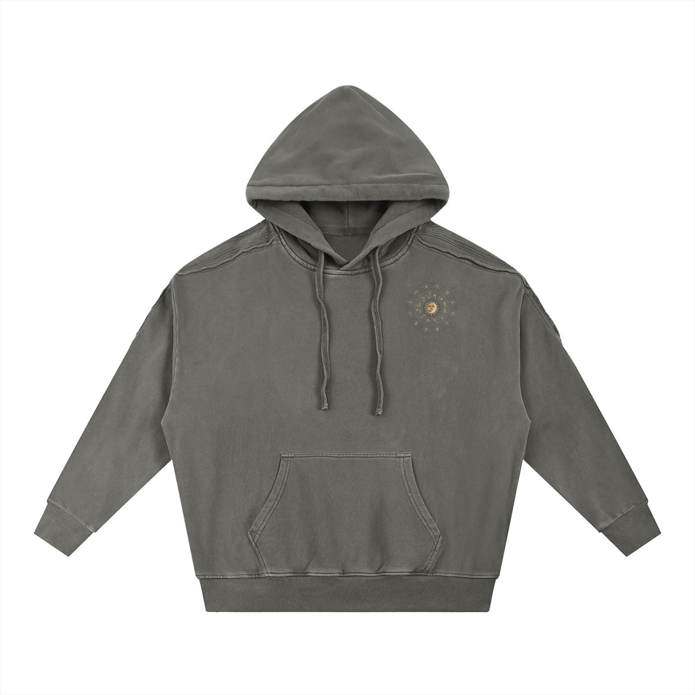 Snow Washed Tape Raw Edge Hoodie