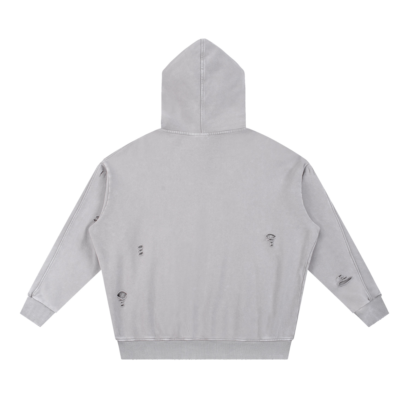 Snow Washed Distressed Panel Pocket Hoodie