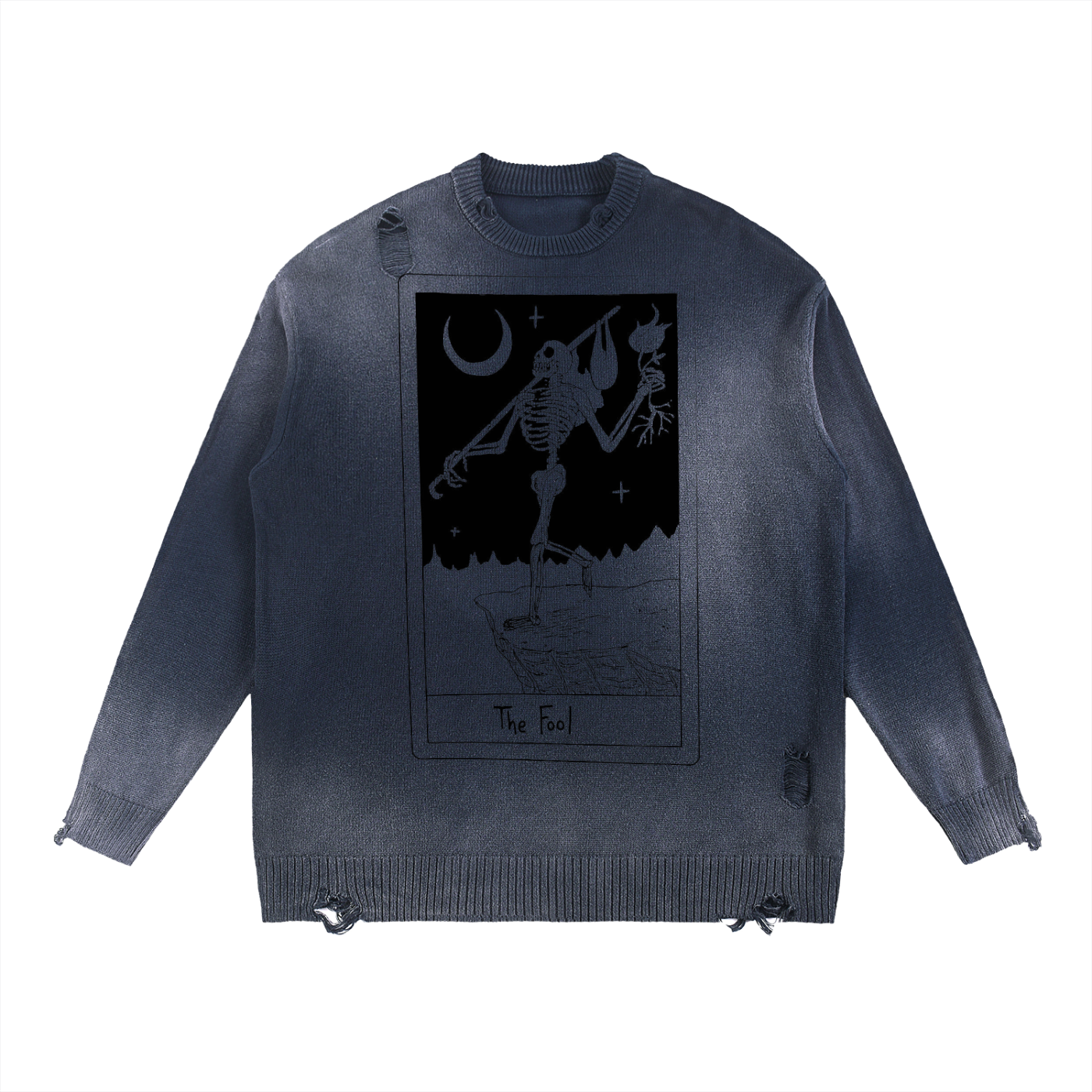Sun Fade Distressed Ripped Crewneck sweater