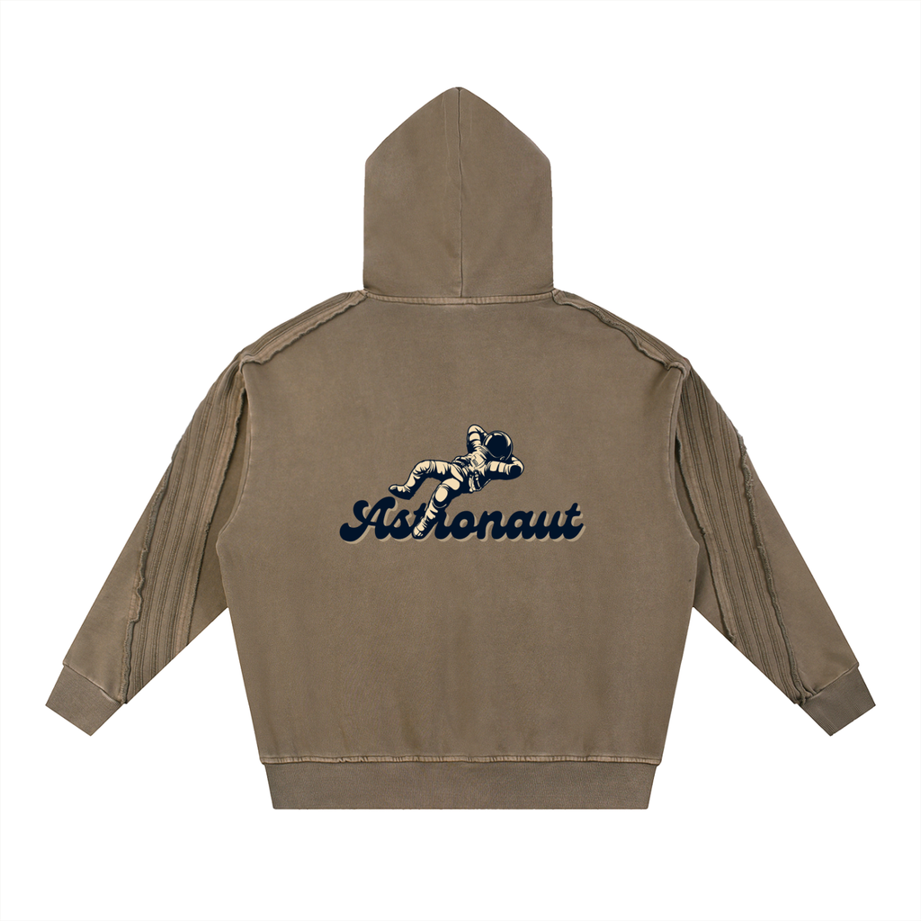 Snow Washed Tape Raw Edge Hoodie