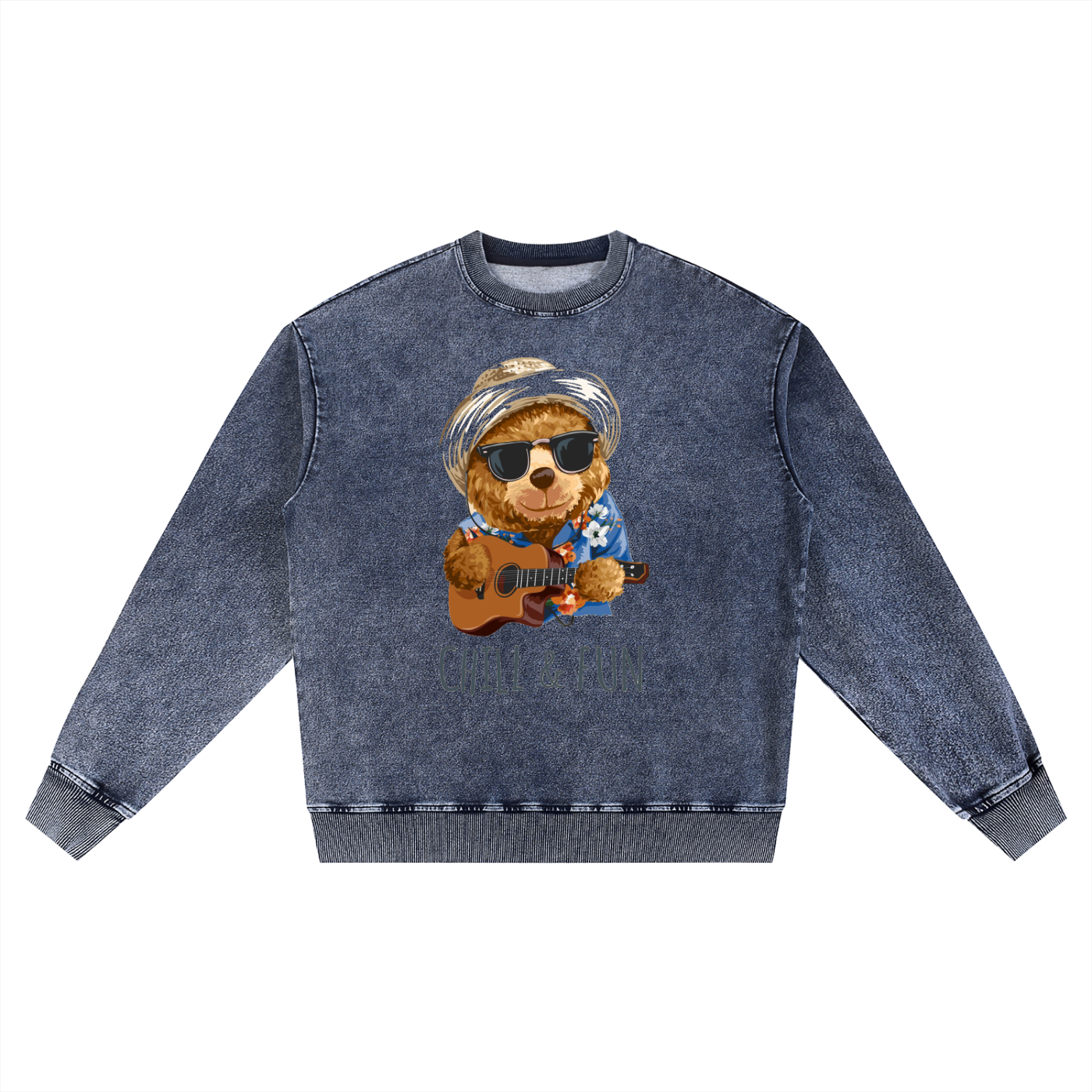 Snow Wash Oversized Crewneck Sweatshirt