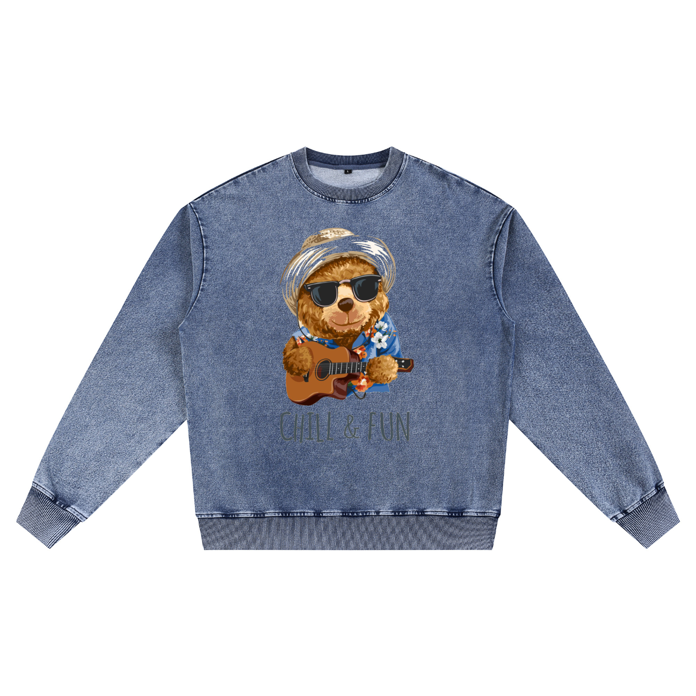 Snow Wash Oversized Crewneck Sweatshirt