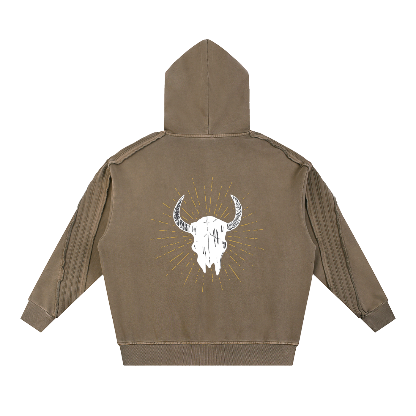 Snow Washed Tape Raw Edge Hoodie