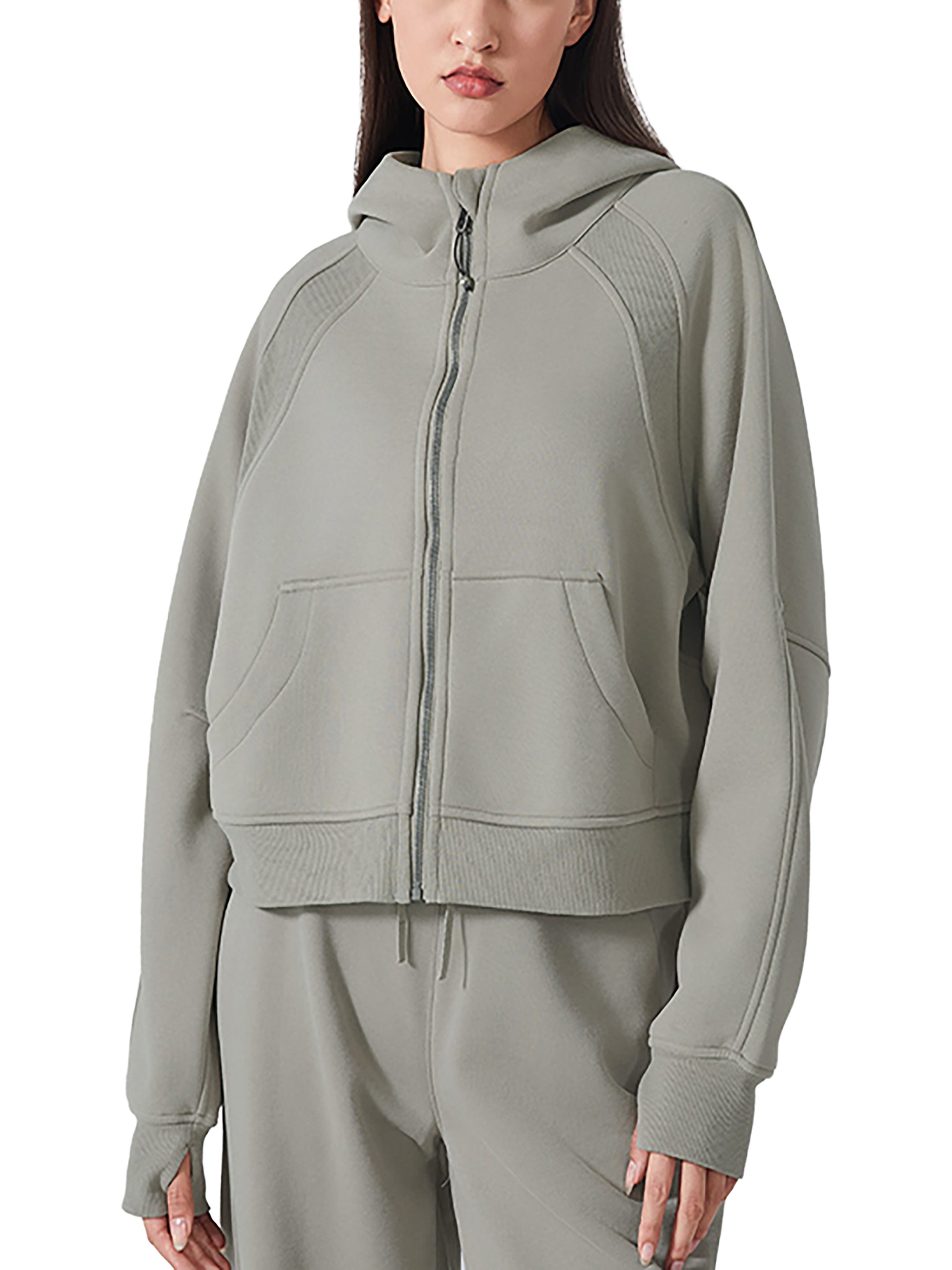 Cropped Zip-Through Hoodie